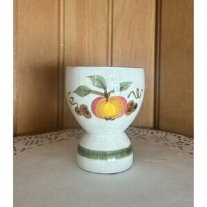 Vintage Stangl Pottery Egg Cup Fruit Flowers Apple Green Stripe